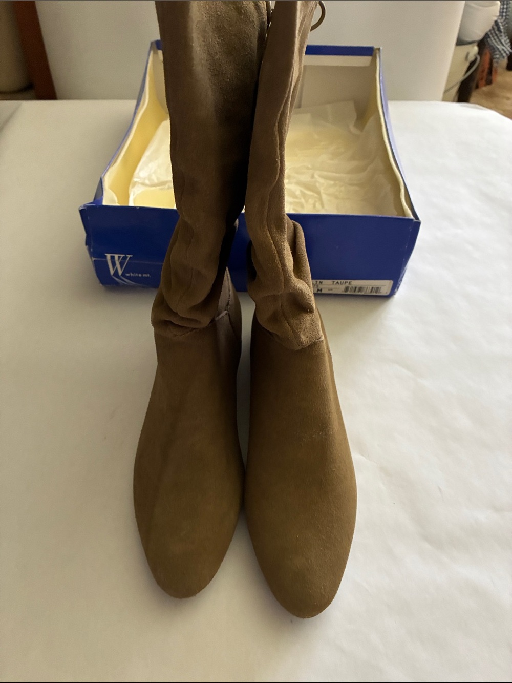 White Mountain Taupe Stretch Boots